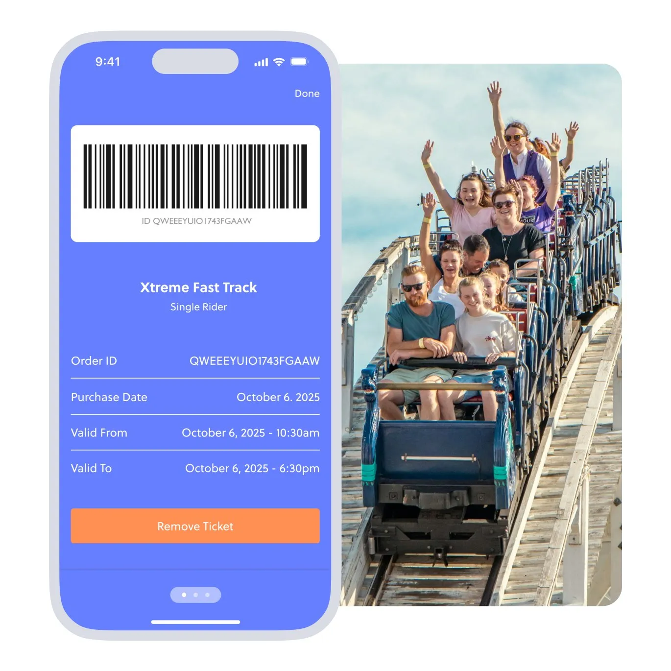 ticket to get on roller coaster faster