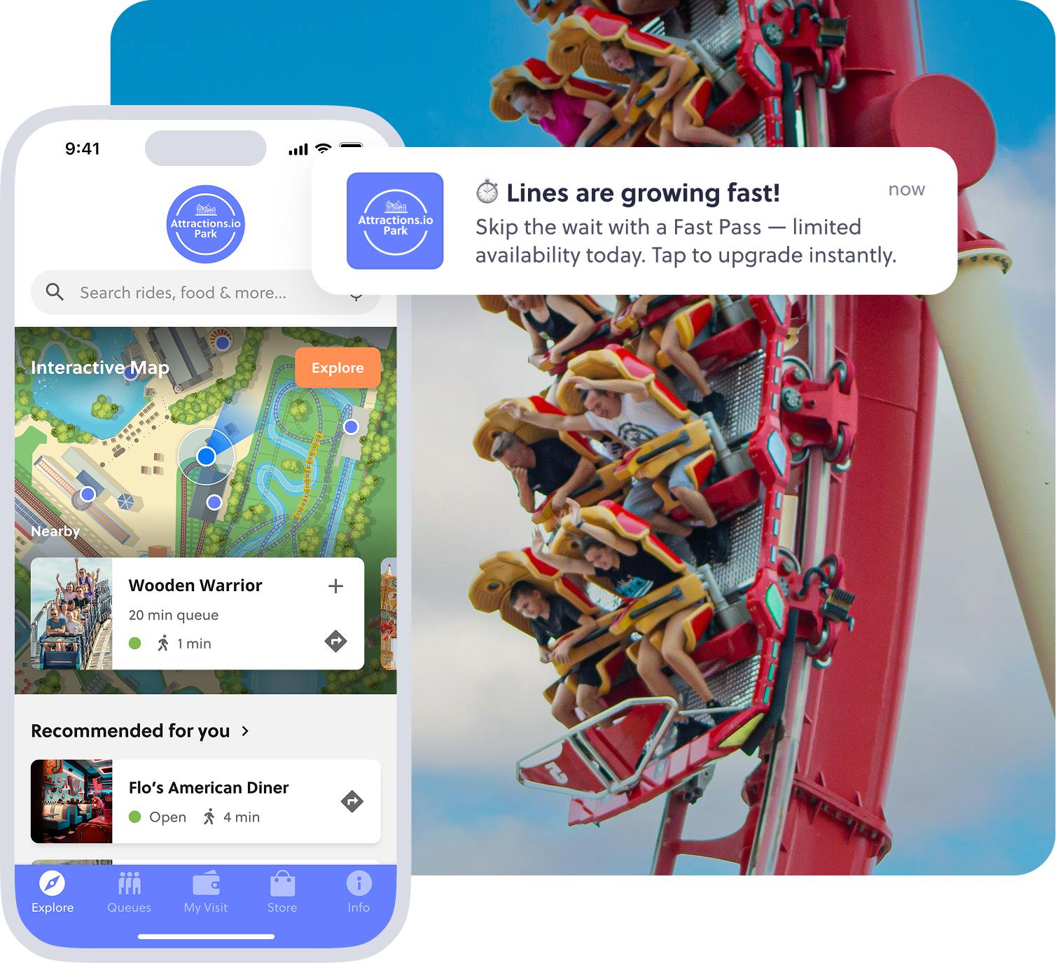 ticket to get on roller coaster faster