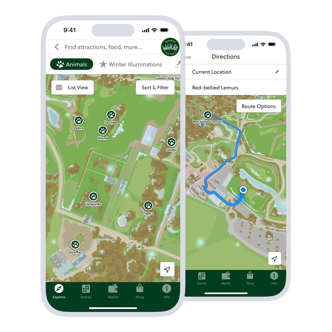 Yorkshire Wildlife Park mobile app mapping