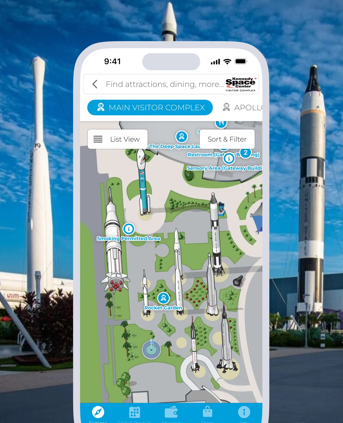 Kennedy space center visitor complex mobile app