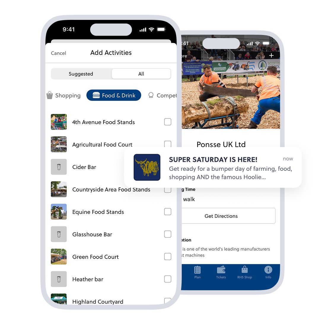 Royal Highland Show push notification and planning