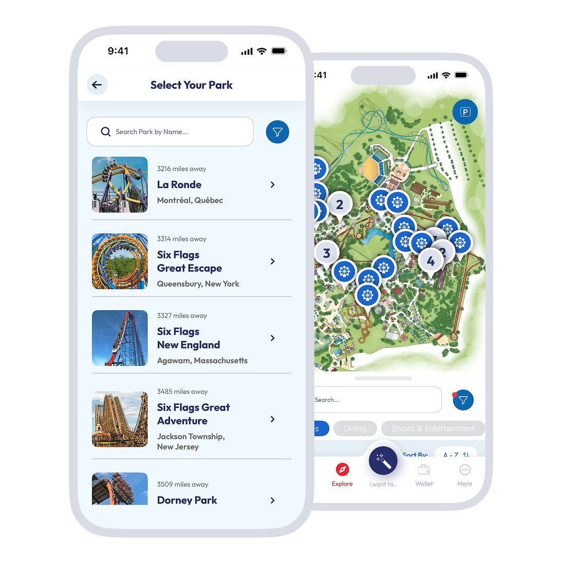 Select a park and zoom in onto the map