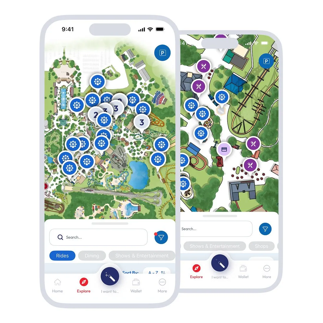 Mobile app theme park poi clustering