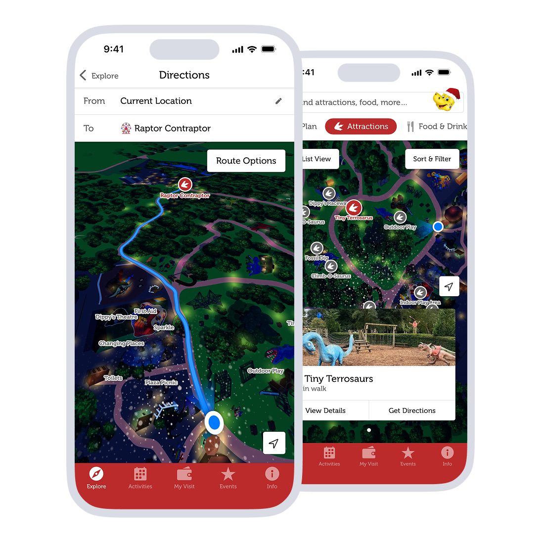 Immersive mobile map for theme park