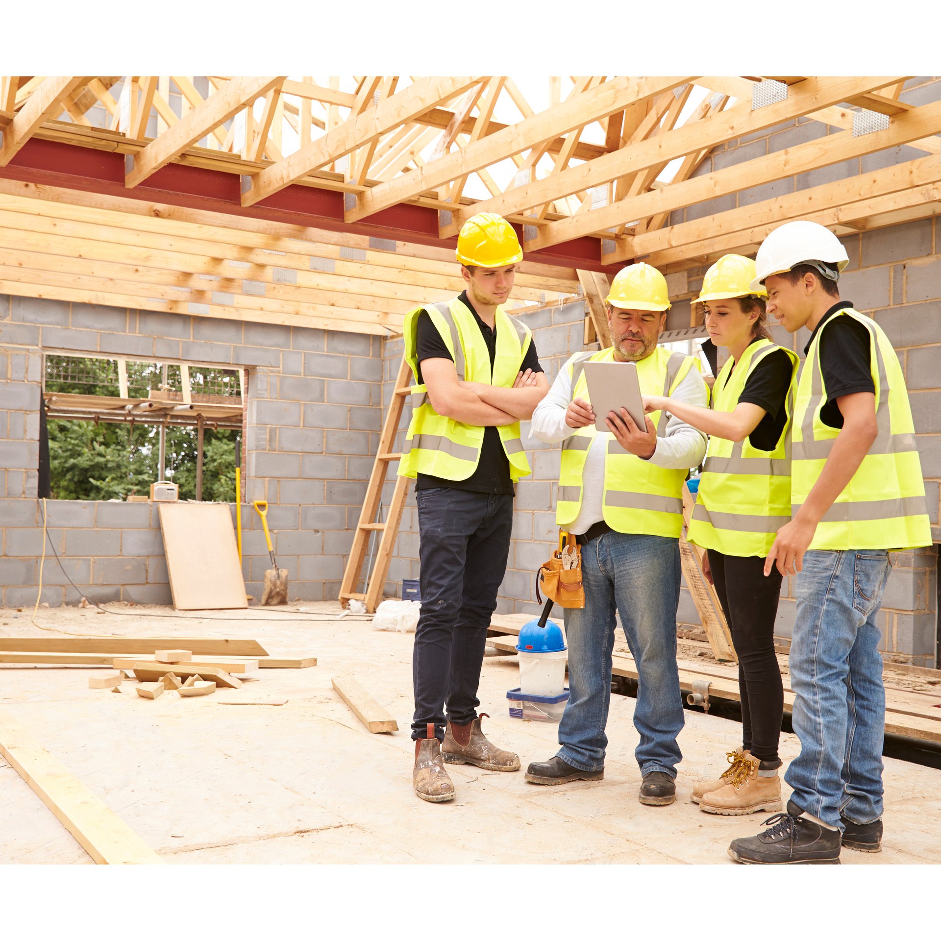 Custom-home framing stage before electrical and low-voltage rough-in