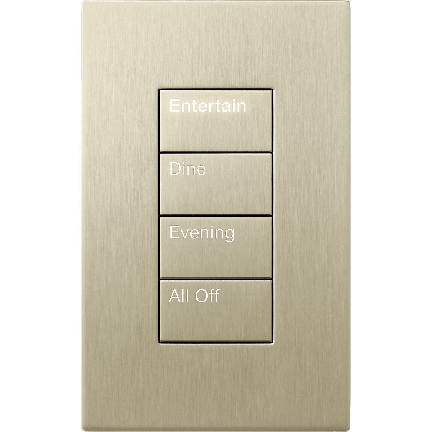 Lutron Palladiom four-button keypad in Champagne with engraved lighting scenes