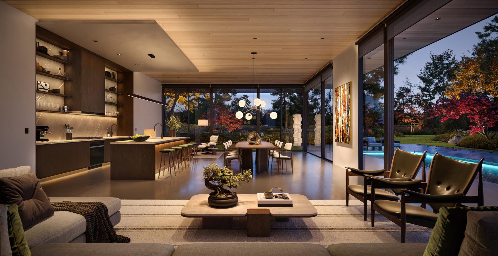 Modern residence illuminated with Lutron Ketra D2 downlights