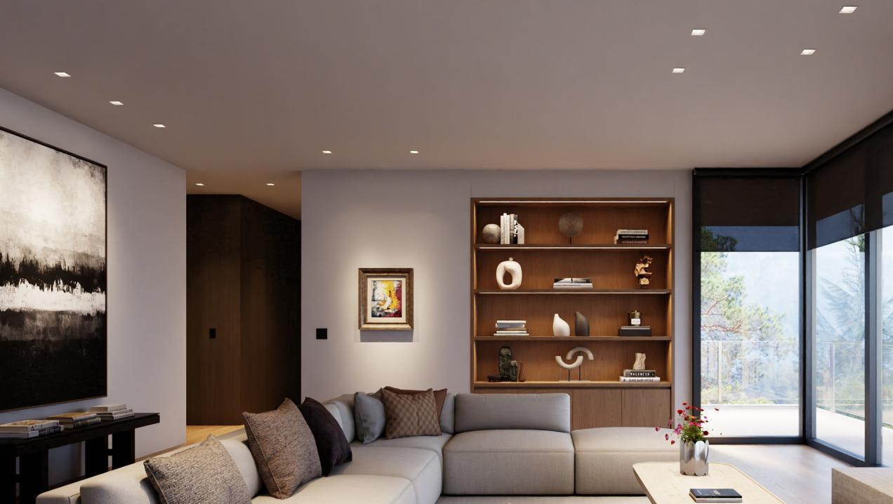 Lutron Rania D2 downlights in a modern living room