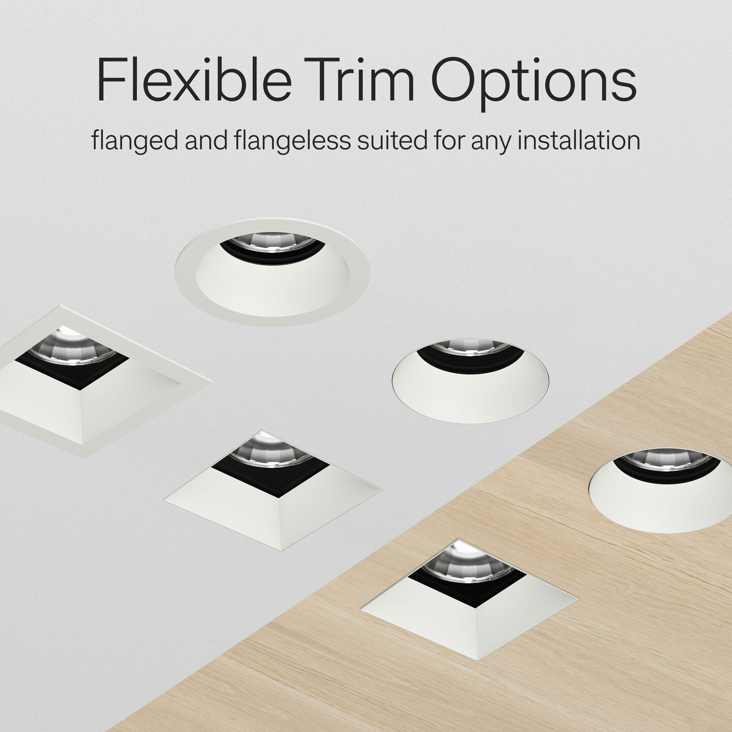 Lutron D2 flanged flangeless round and square trim options