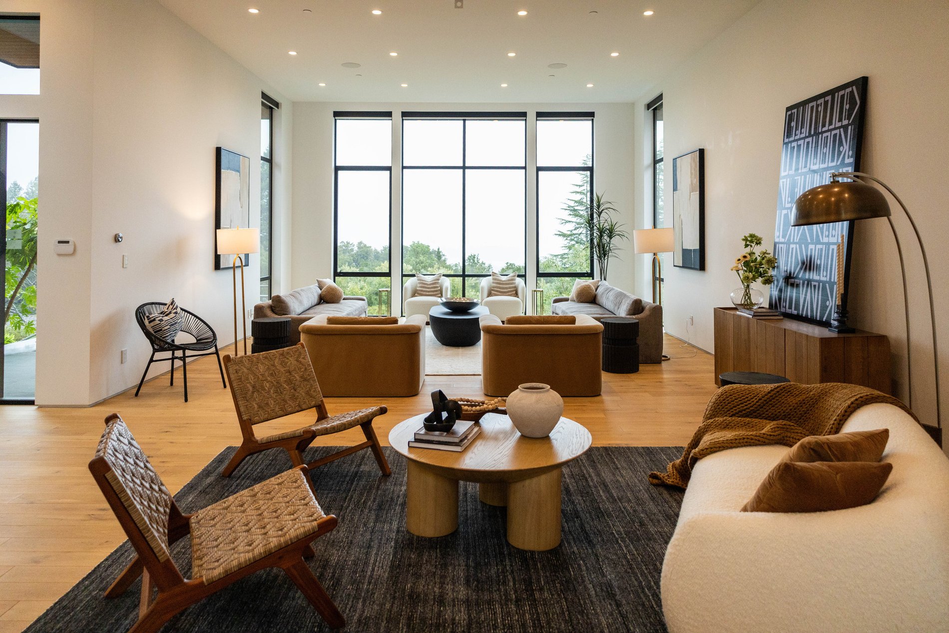 Modern luxury living room with integrated lighting and home automation