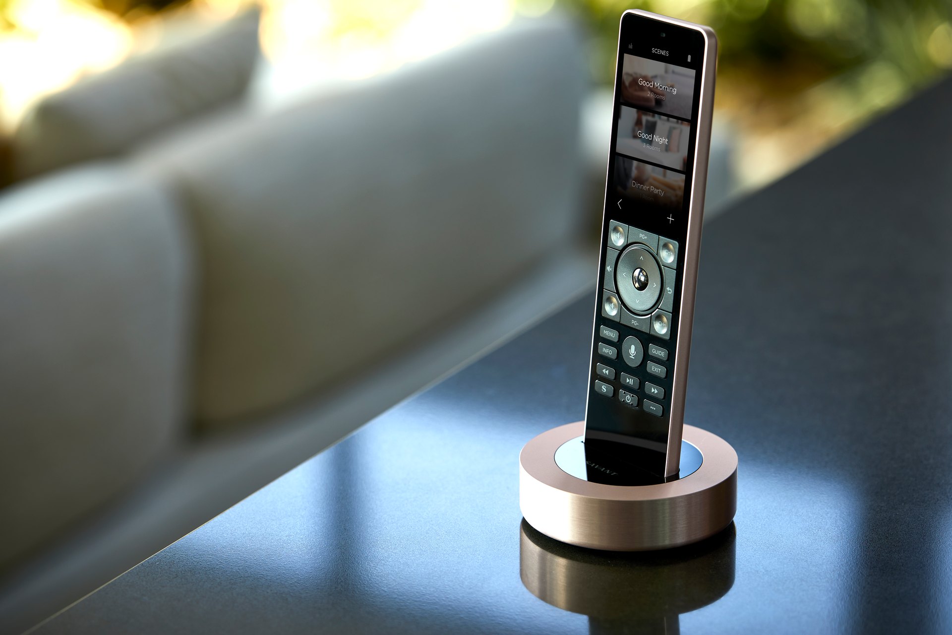 Savant Pro Remote X2 resting on its charging dock