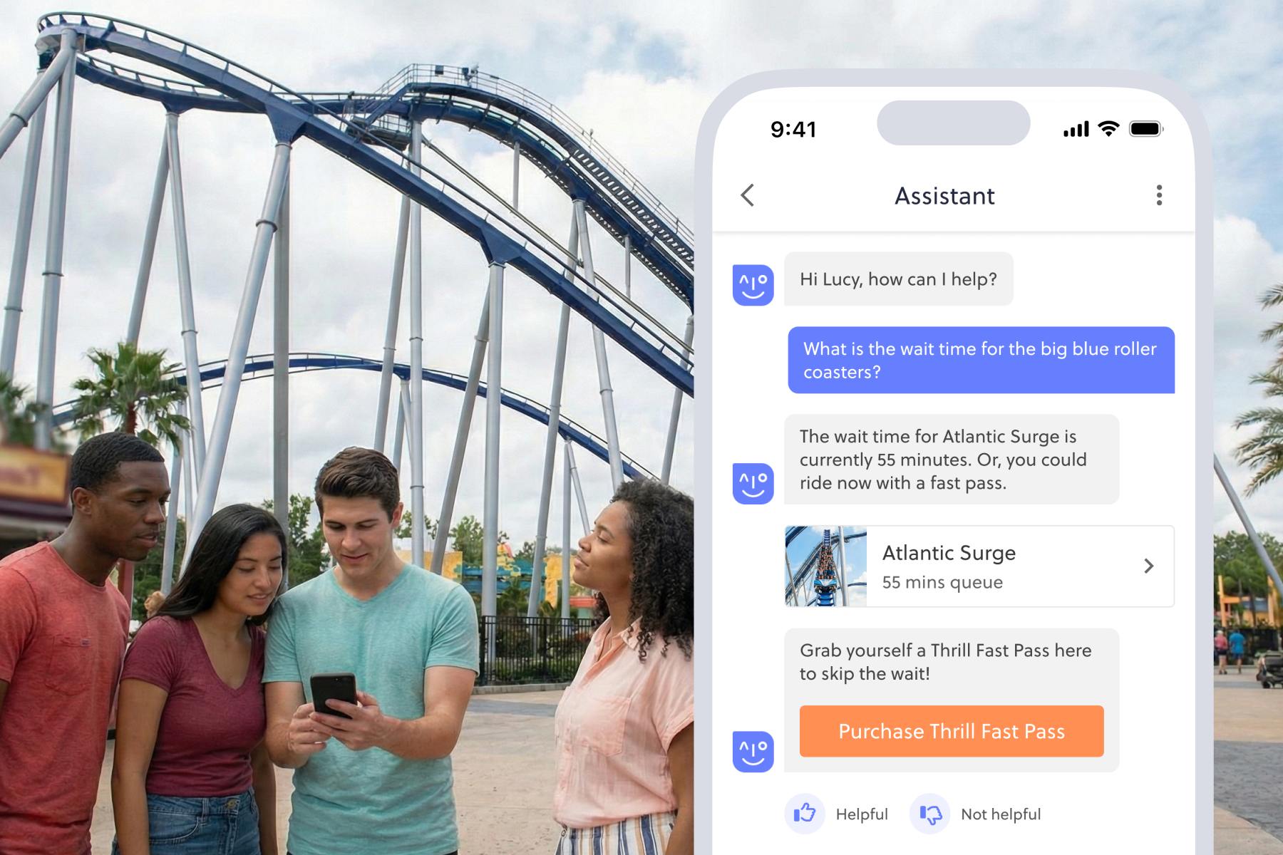 AI assistant explaining a roller coaster