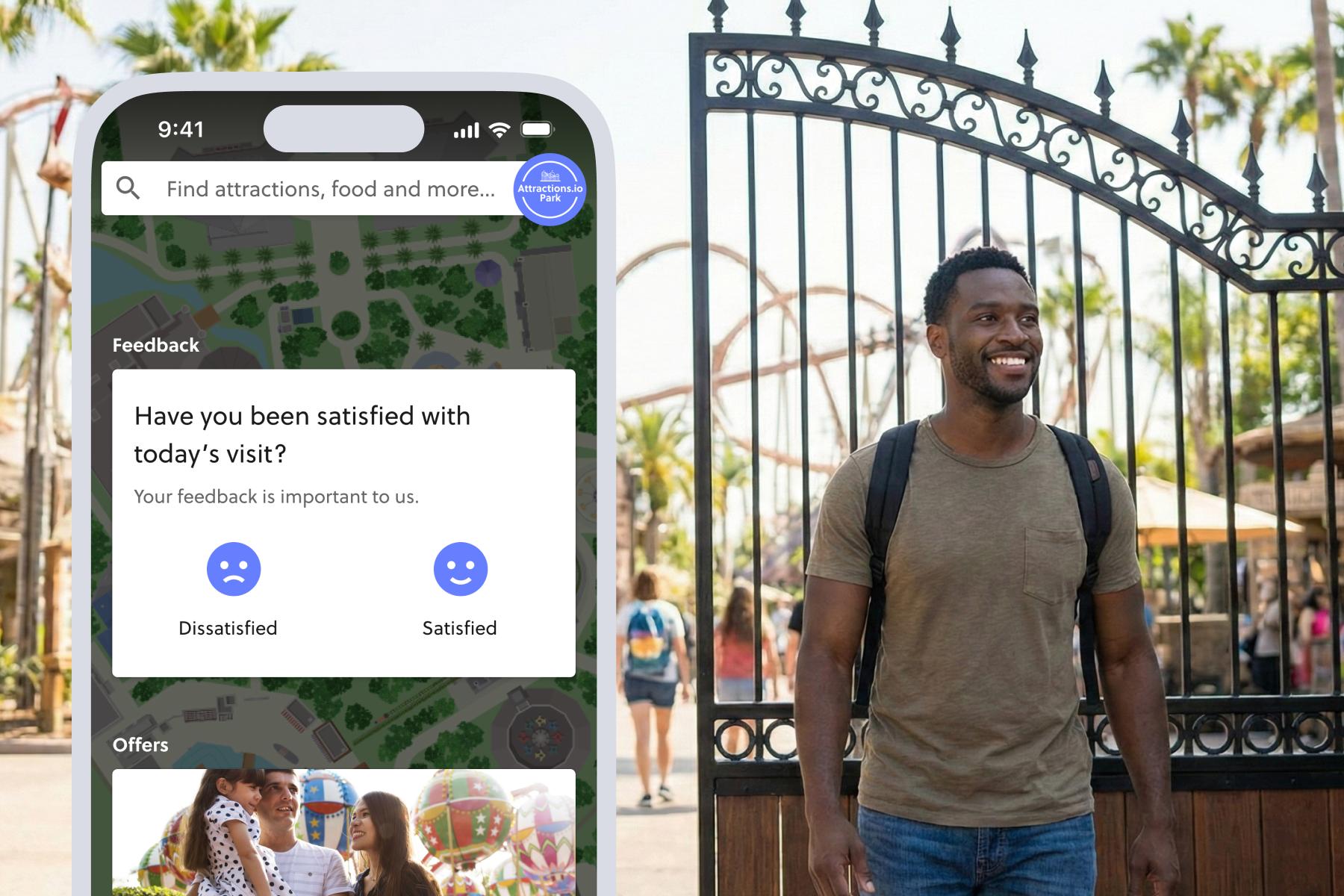 Feedback notification sent as they are leaving the theme park