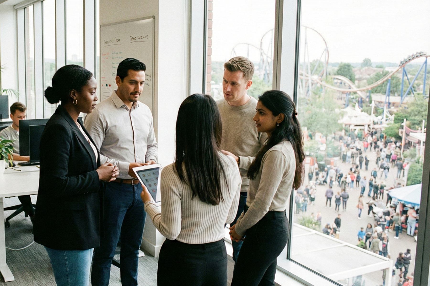 Marketing team talking about custom segments