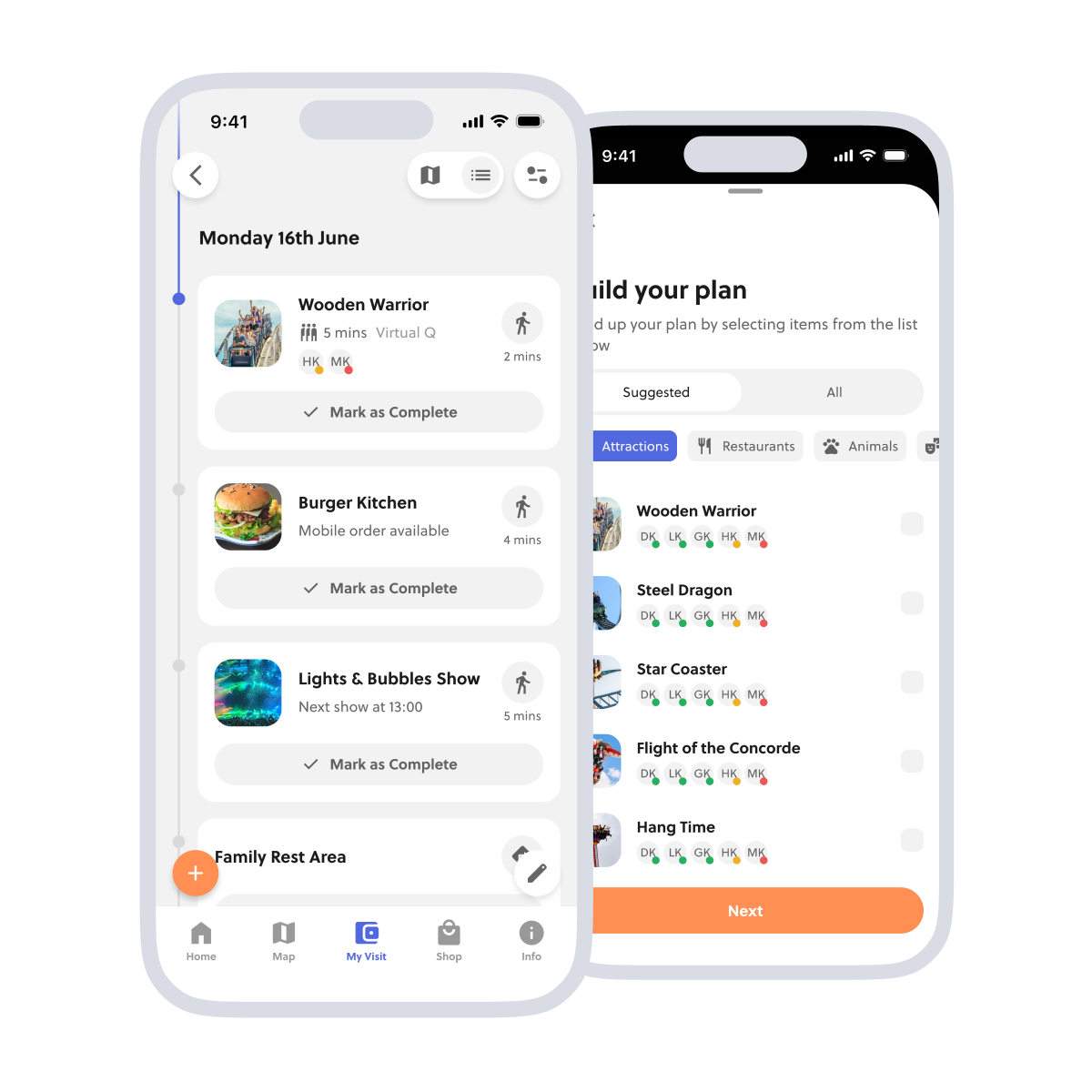 Interactive smart itinerary planning for theme park