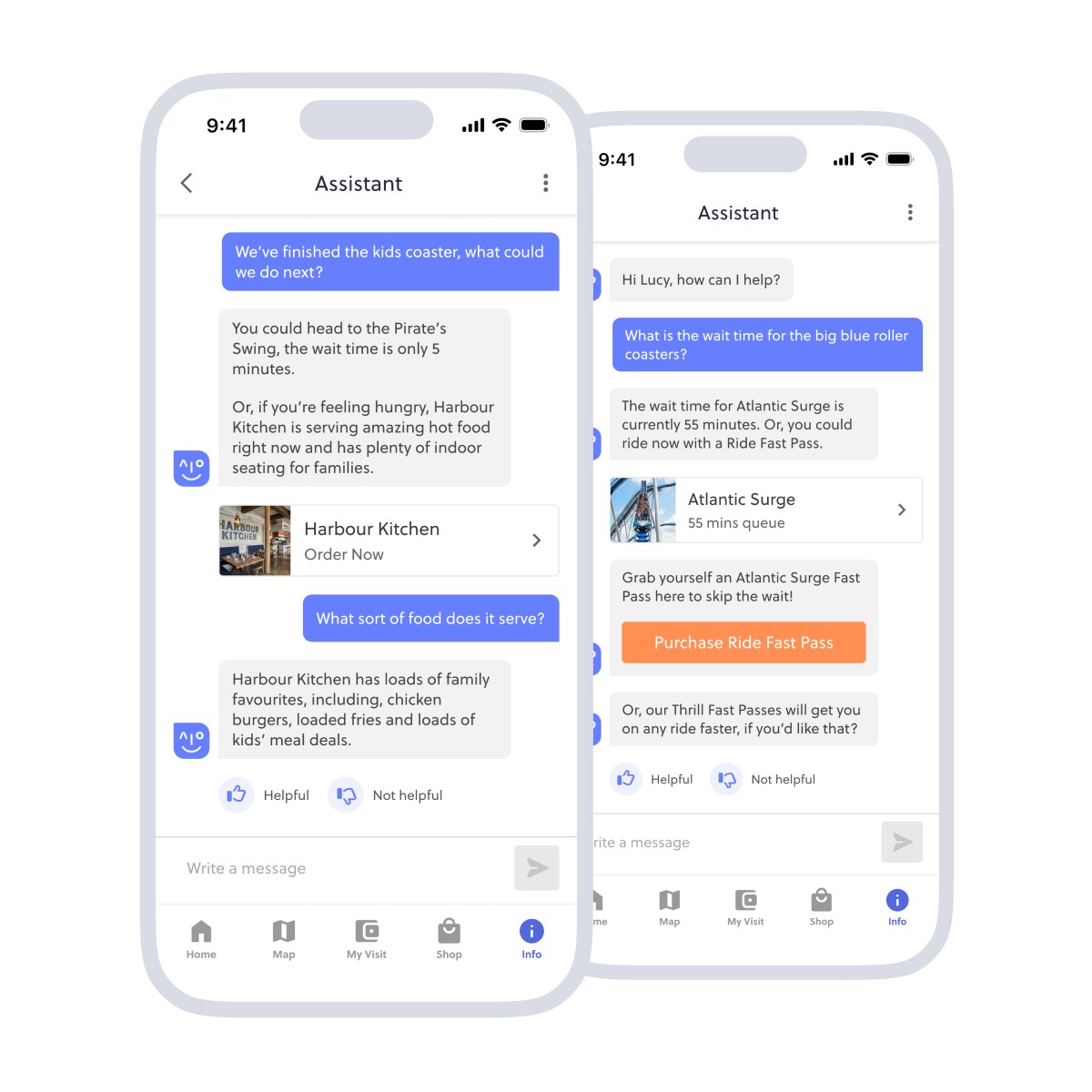 AI Assistant in mobile app or theme park and zoo