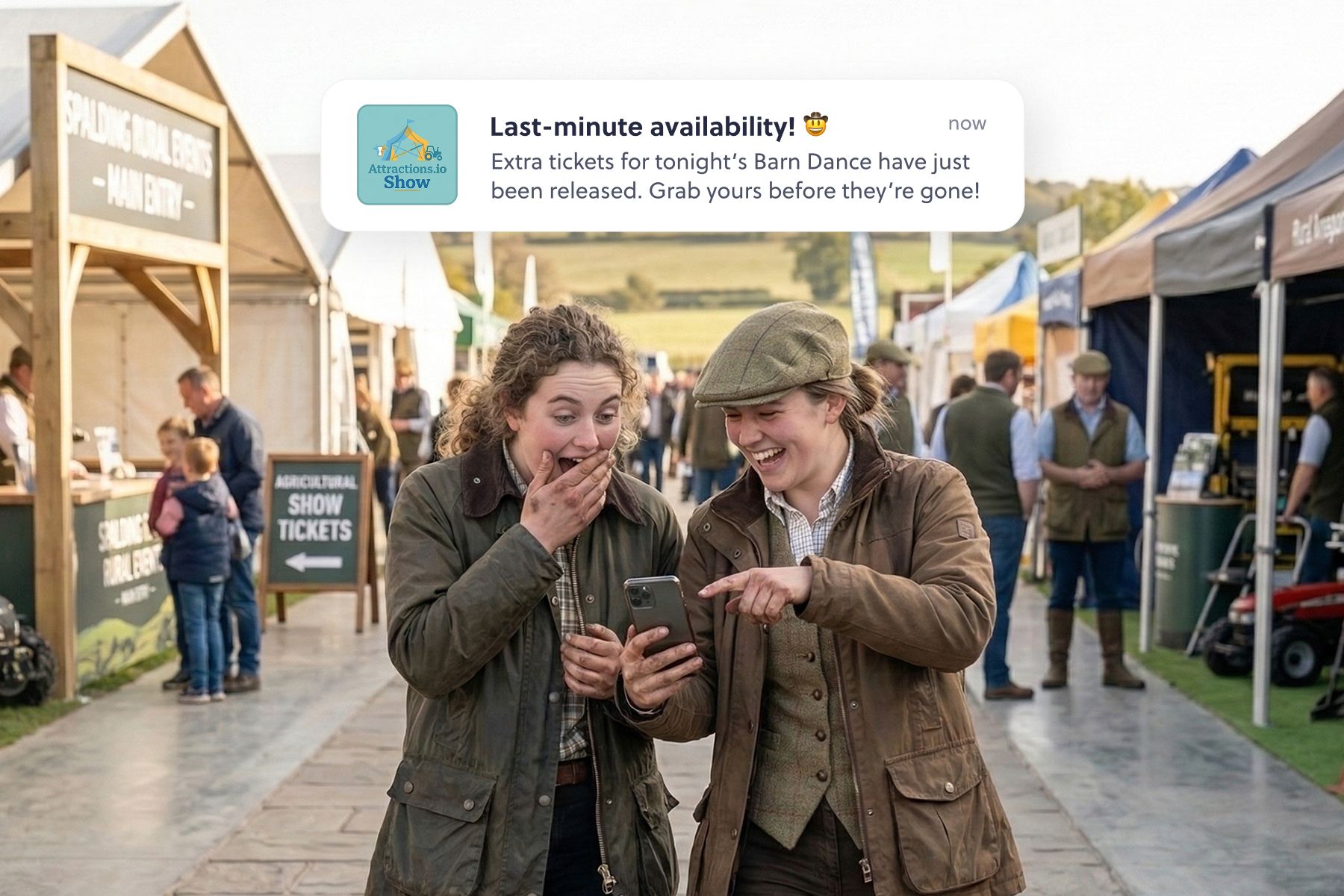 Push message notification for agricultural attraction