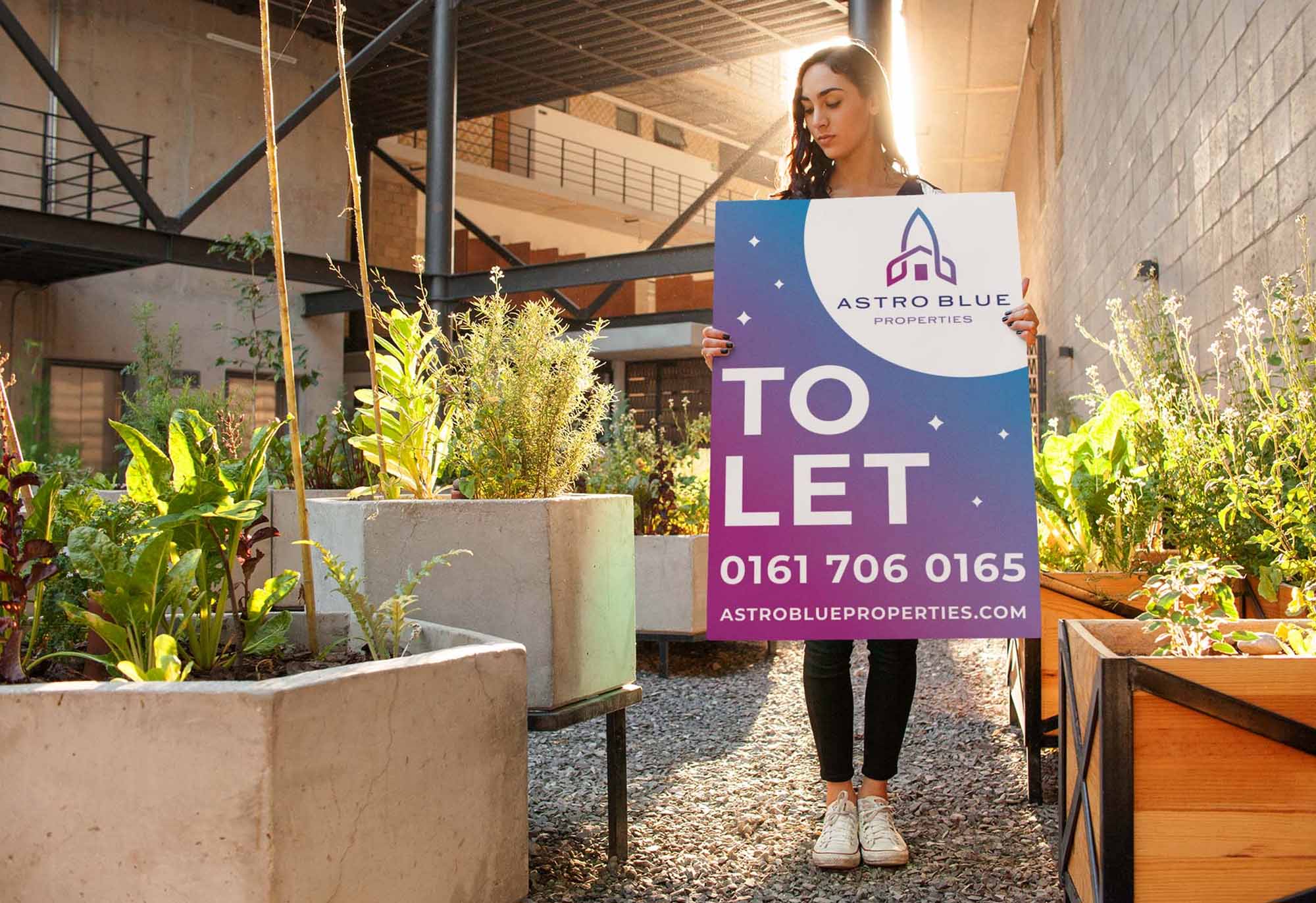 Astro Blue Properties To-Let Sign Design.