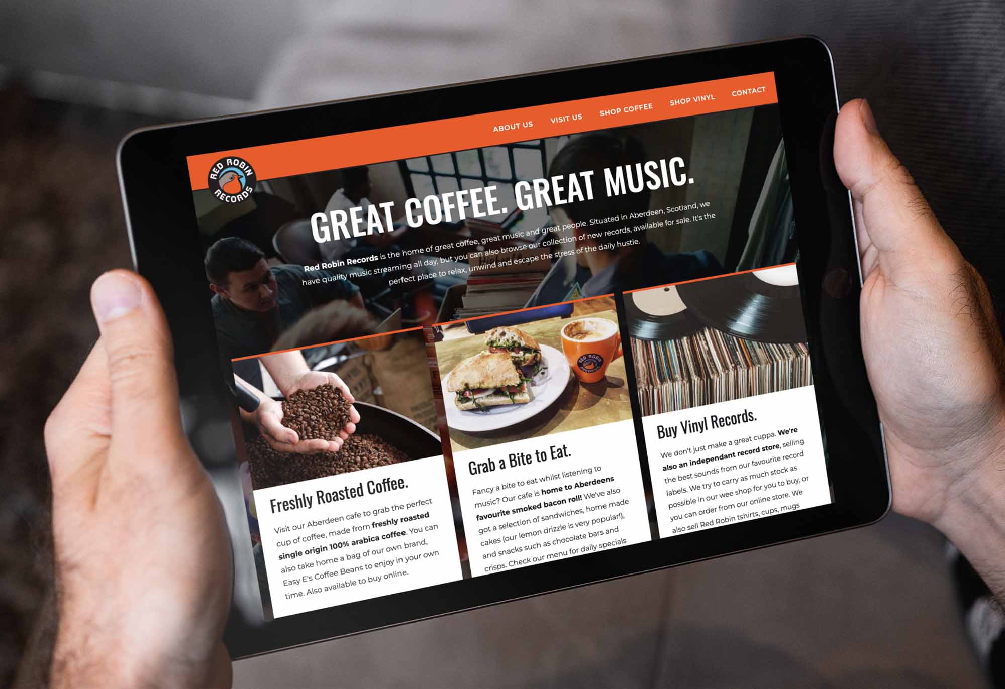 Website design for Red Robin Records, designed by Ian Paget.