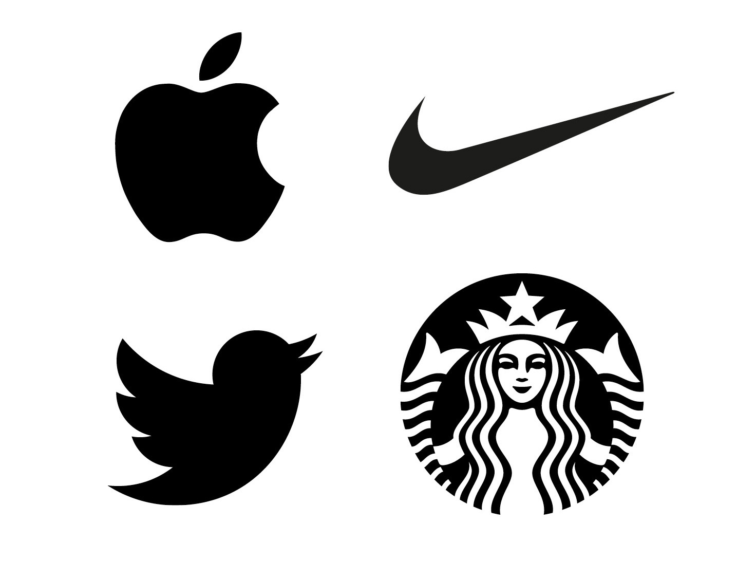 Logo Symbols for Apple, Nike, Twitter and Starbucks