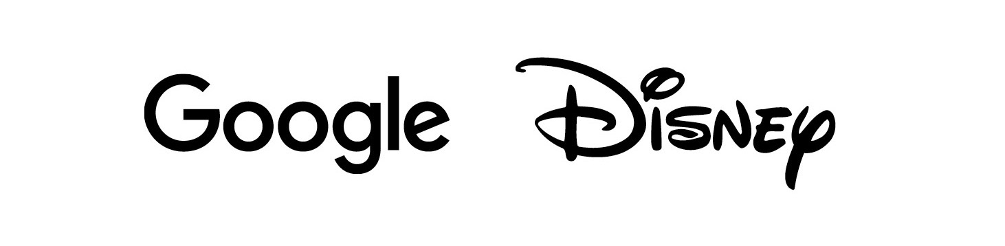 Wordmark logos for Google and Disney