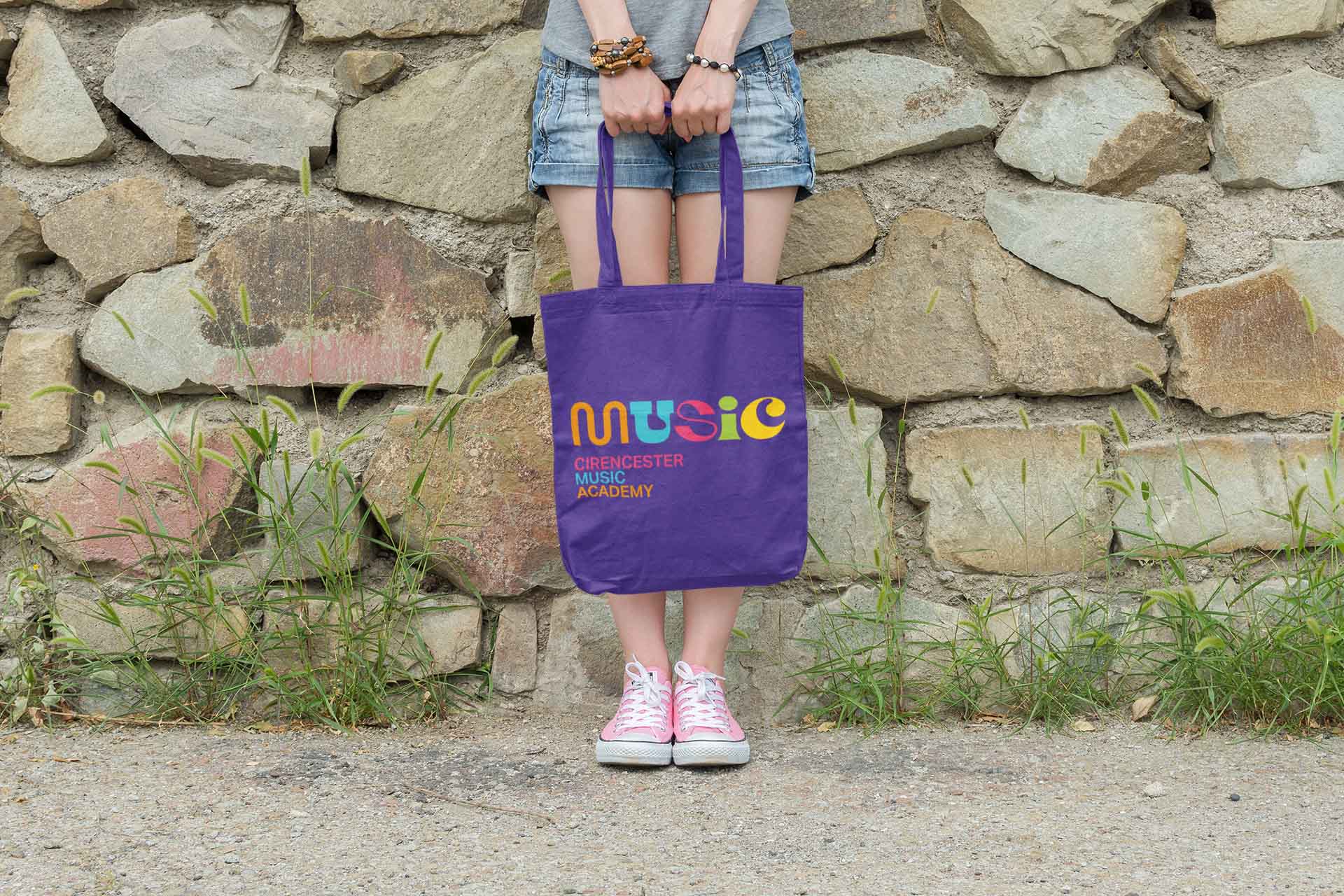 Cirencester Music Academy Logo by Ian Paget on a tote bag.