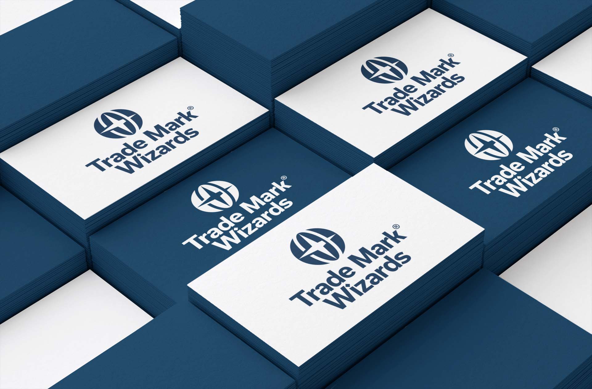 Trade Mark Wizards Logo Designed by Ian Paget on Business Cards.