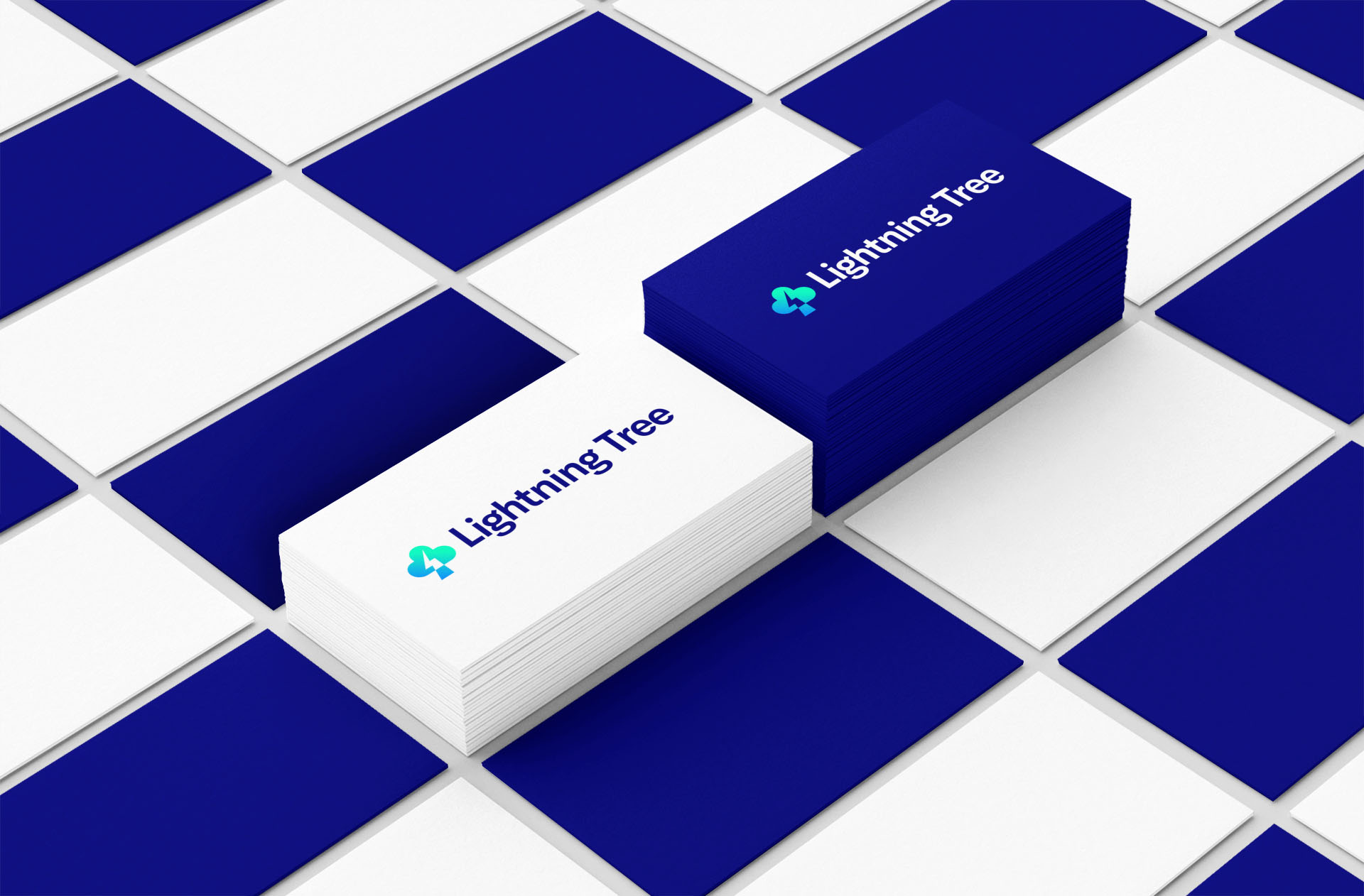 Lightning Tree Logo Design on Business Cards