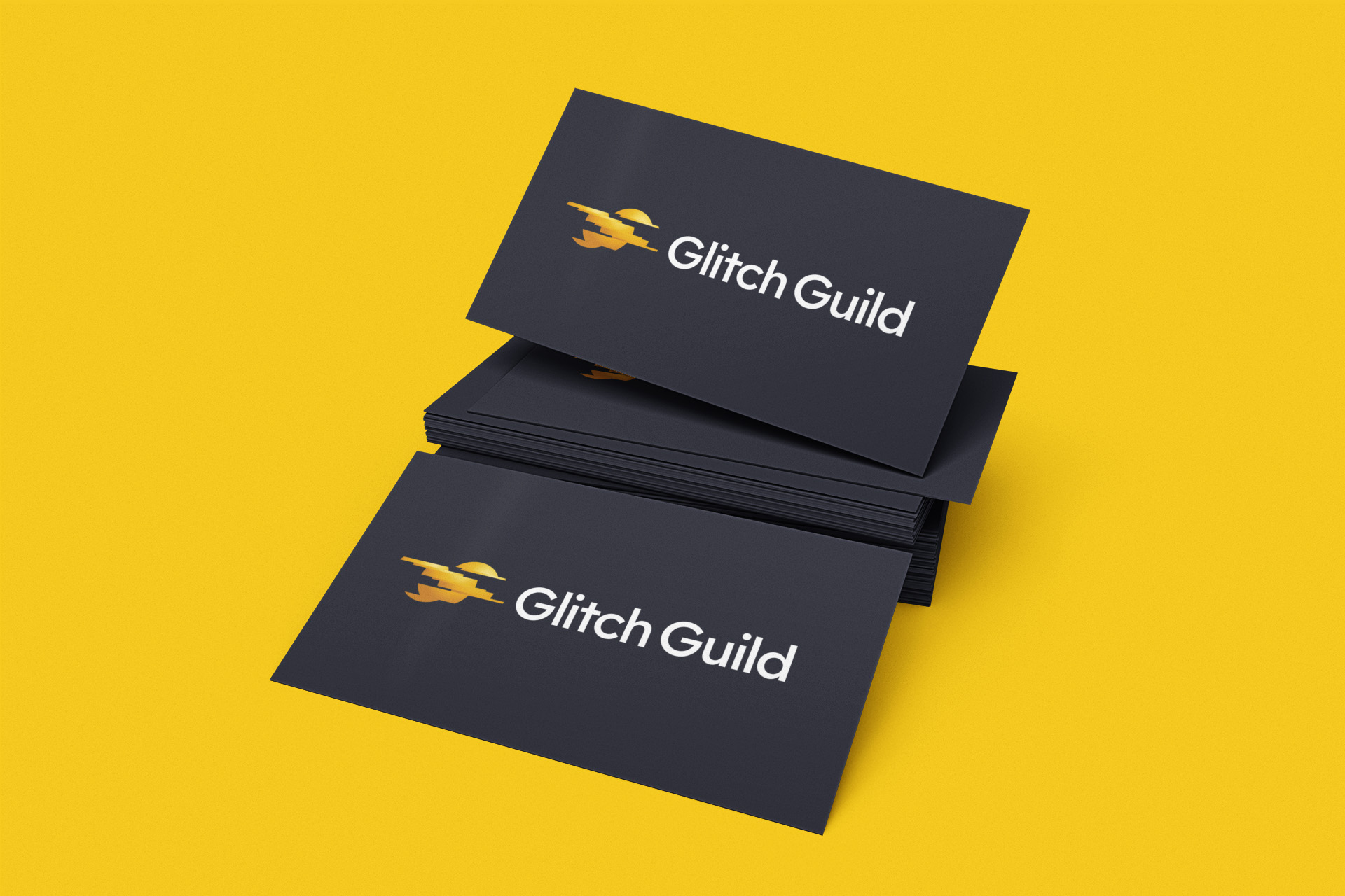 Glitch Guild Logo on a Business Card