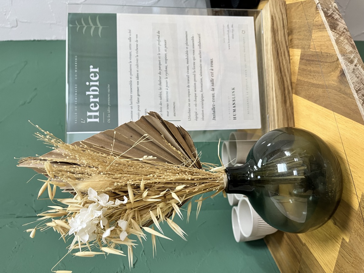 Coin café et décoration végétale de L'Herbier