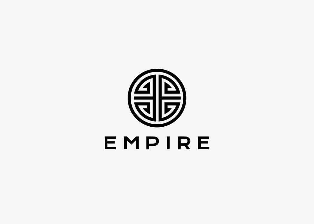 Empire logo featuring a circular geometric symbol above the word EMPIRE in uppercase letters. High-res black logo file for Empire Music