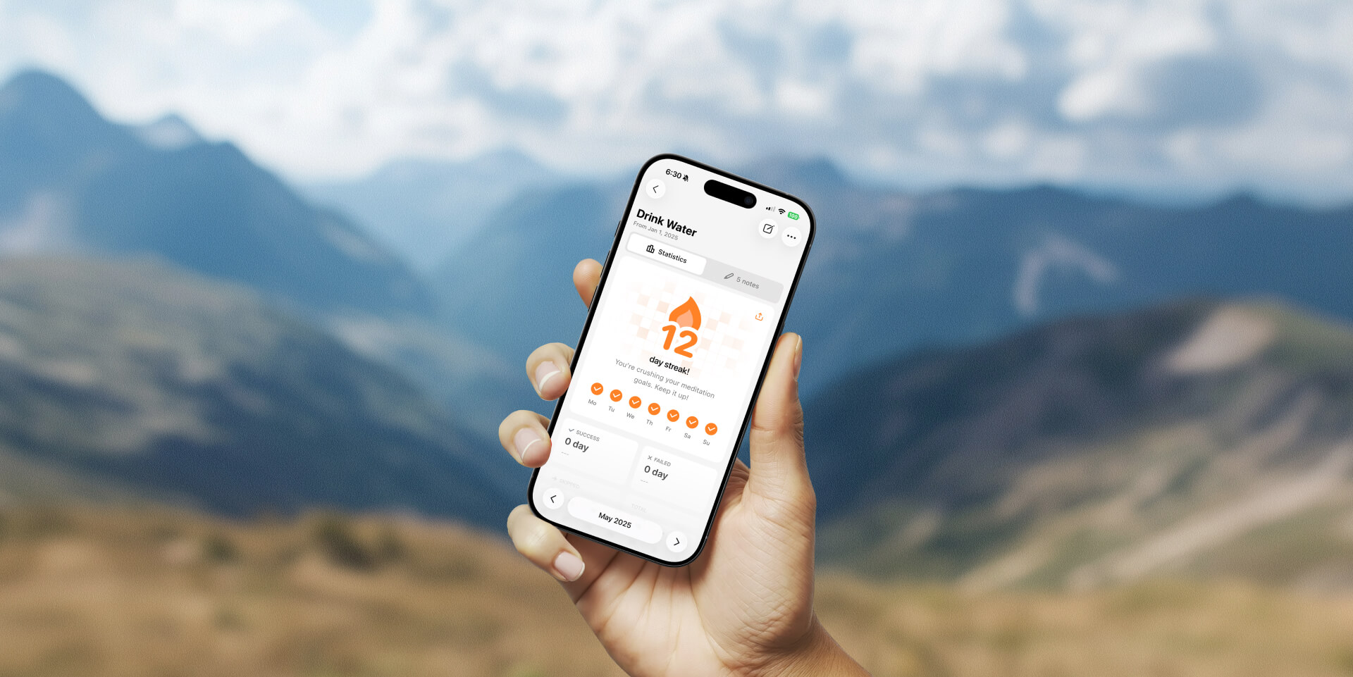 Pantalla de detalle de hábito en un iPhone en la app de Habitify.