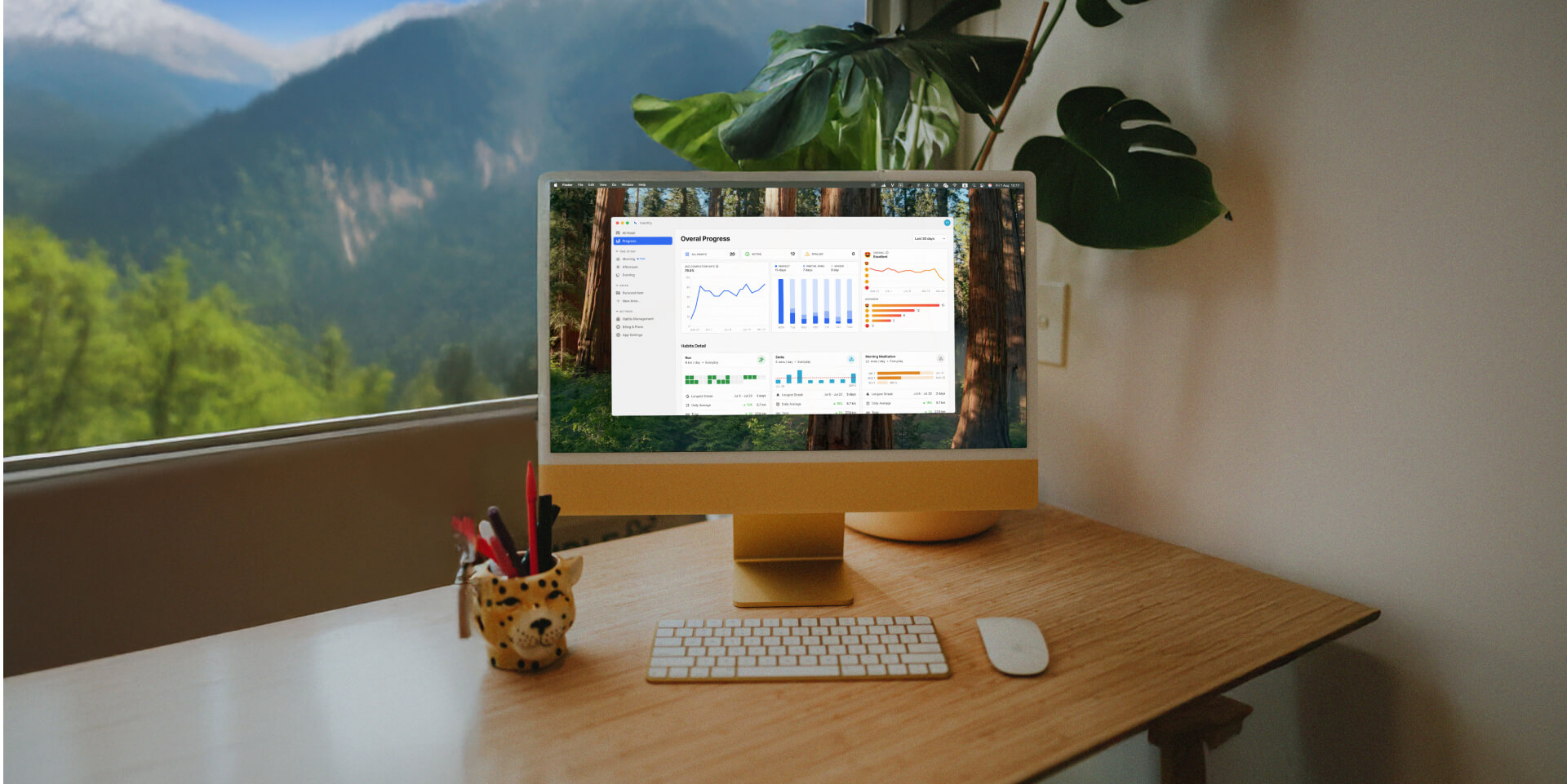 Pantalla de progreso de todos los hábitos en la aplicación de escritorio de Habitify.
