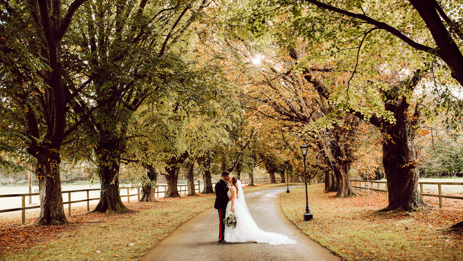 Bride and Groom Walking Down Aisle