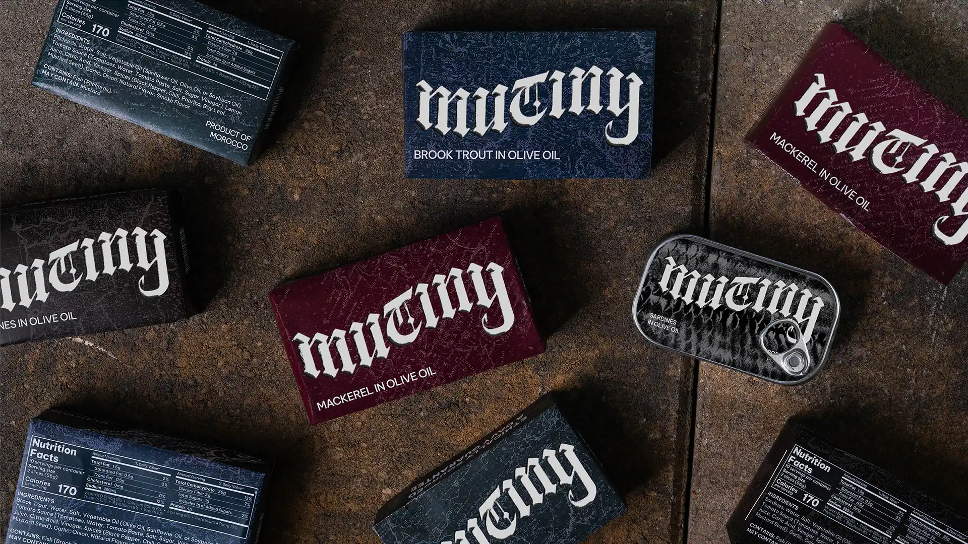 Mutiny brand fish packaging