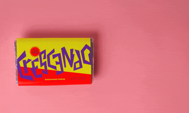 animated stop motion image of crescendo chocolate bar