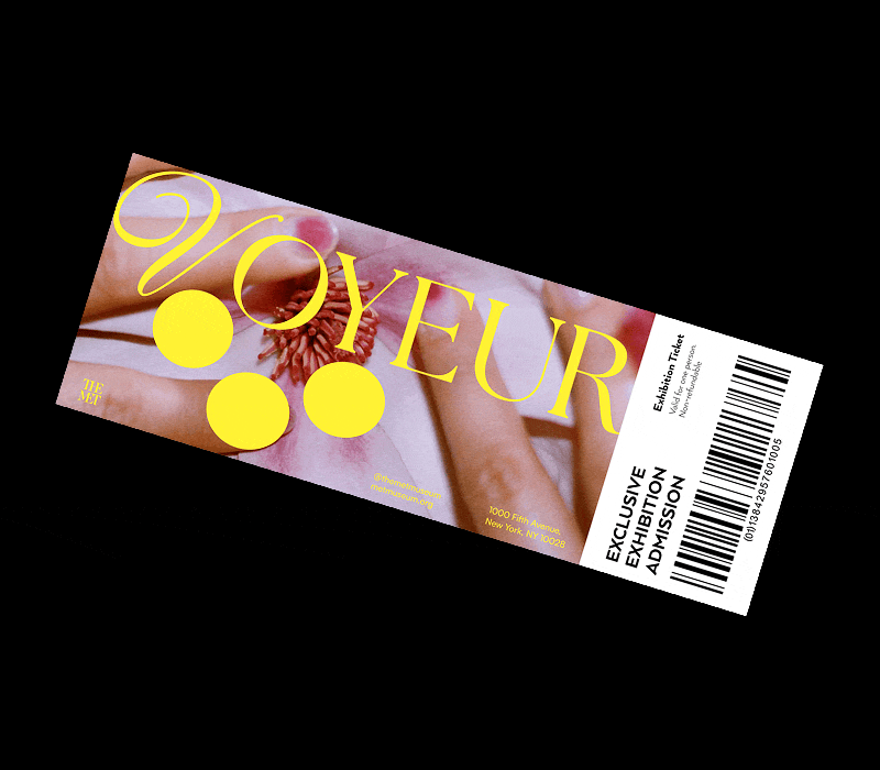 Voyeur art exhibition ticket design