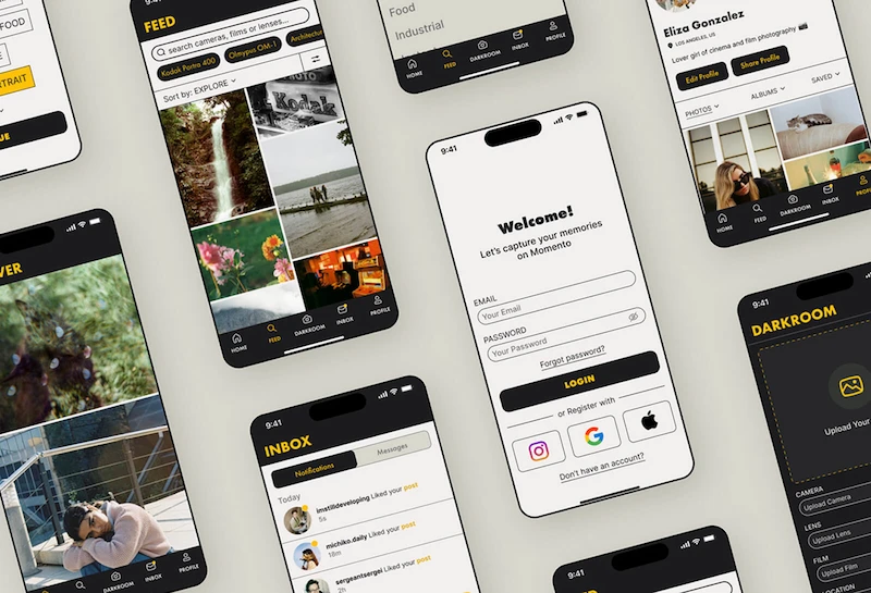 Momento App Screens
