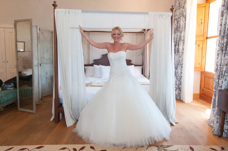Bride in bedroom  at Zoetry Majorca by by Andrew Hazard wedding photographer 