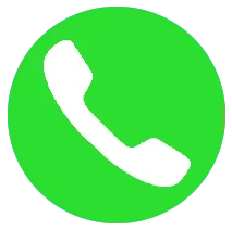 White telephone handset icon on a bright green circular background.