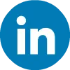 LinkedIn logo with white 'in' letters inside a blue circle.