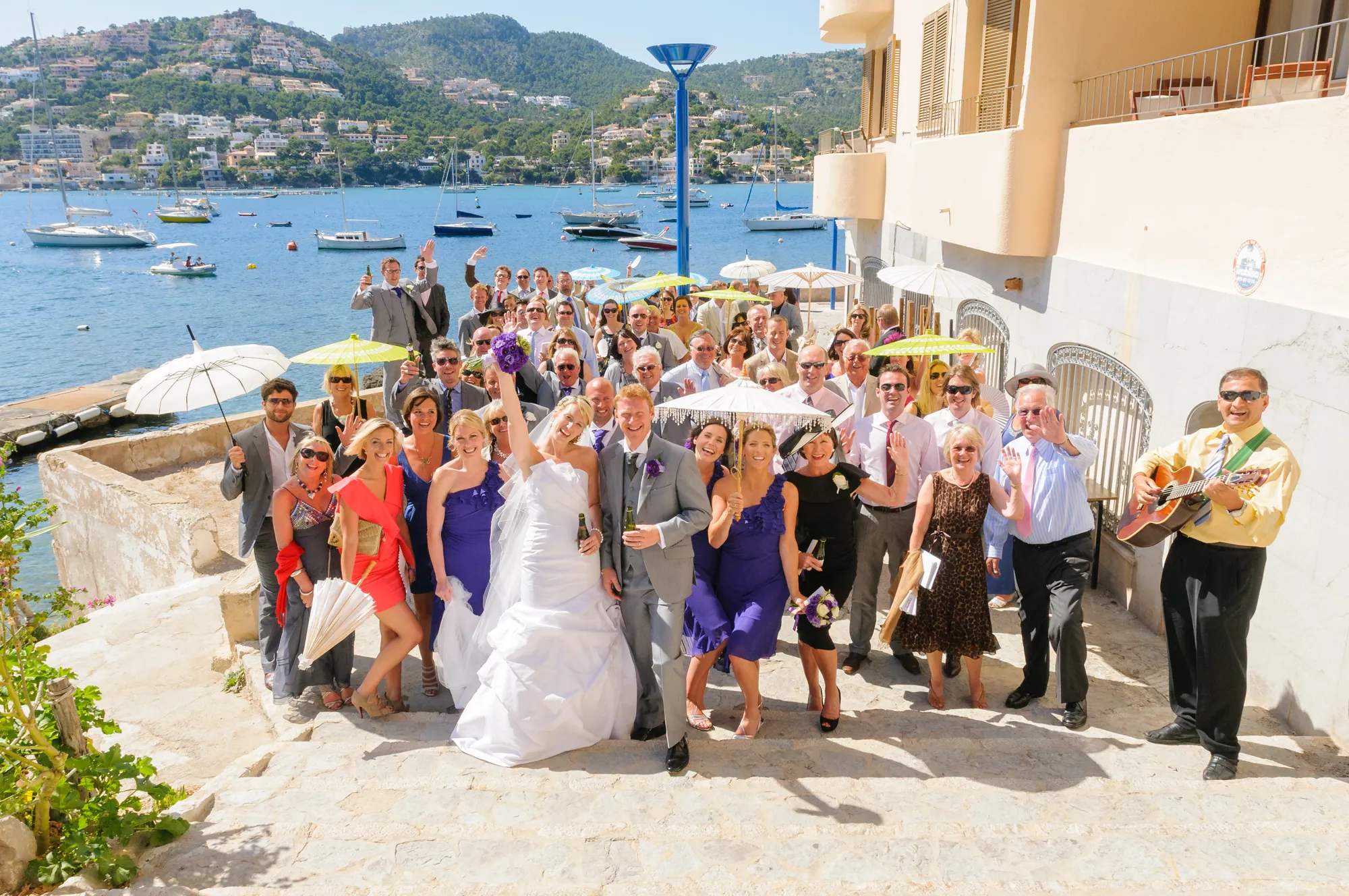 Villa Italia wedding group photo on the waterfront 