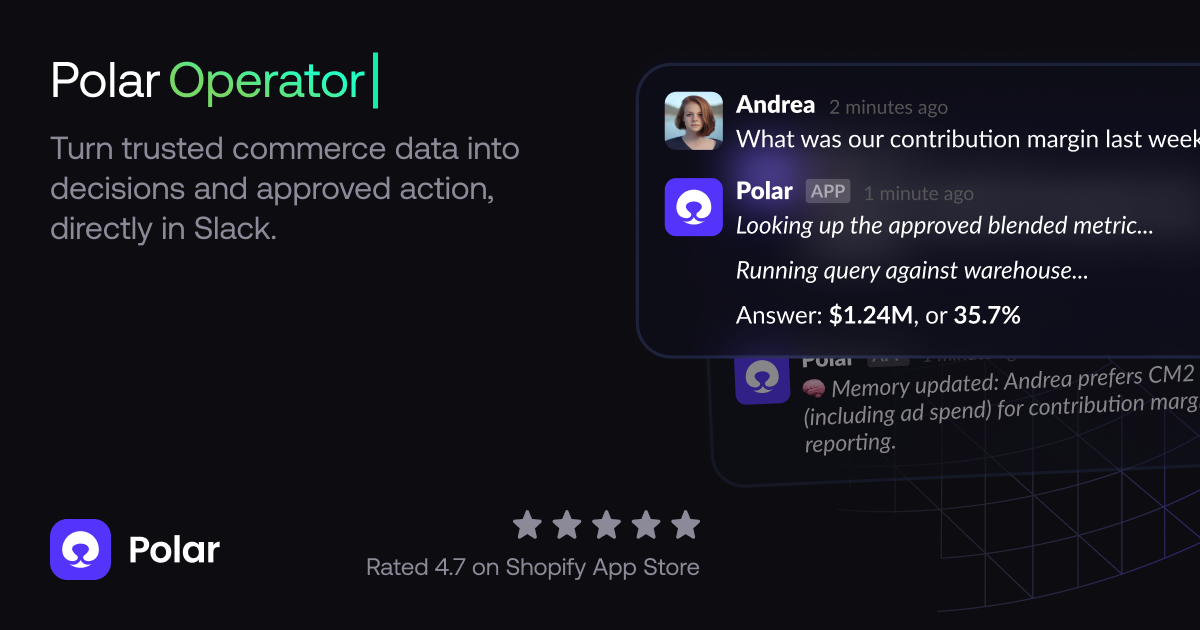 polaranalytics.com — Polar Operator turns trusted commerce data into approved action, directly in Slack, on…