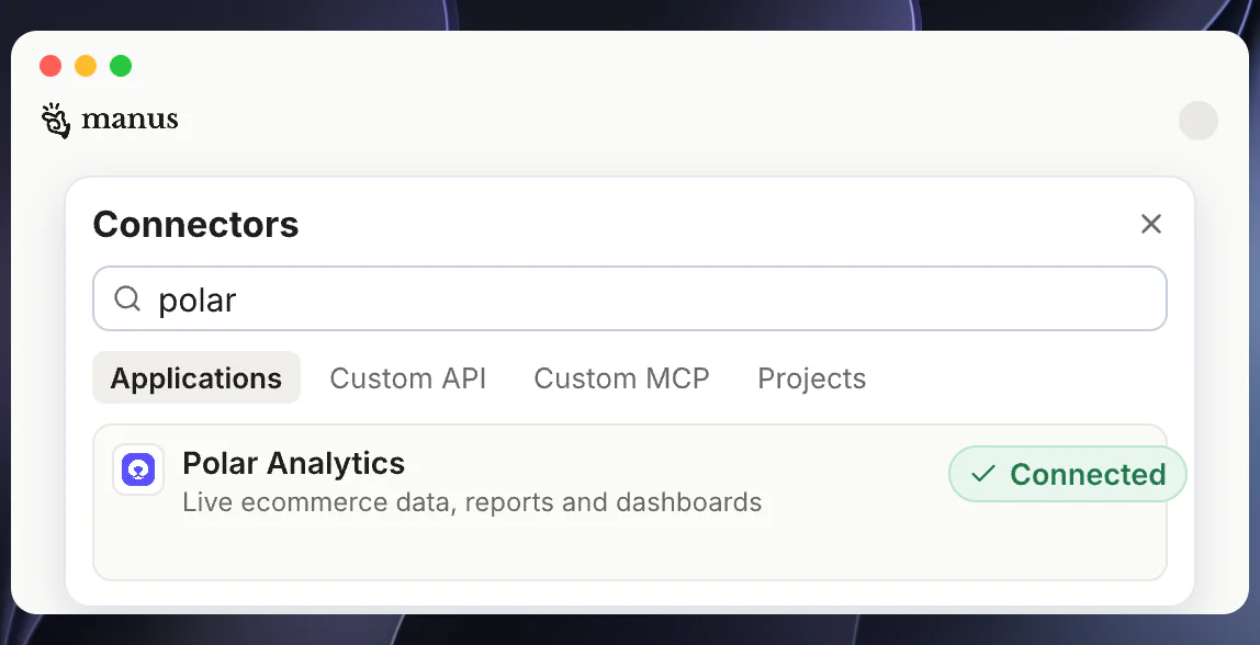 Searching for Polar in the Claude connector directory, ready to connect