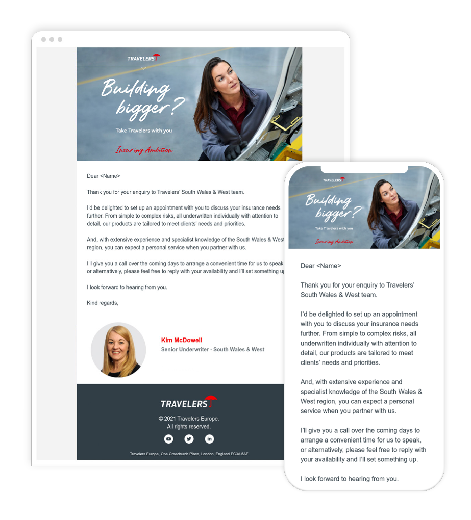 Visual example of a client email campaign in responsive formats