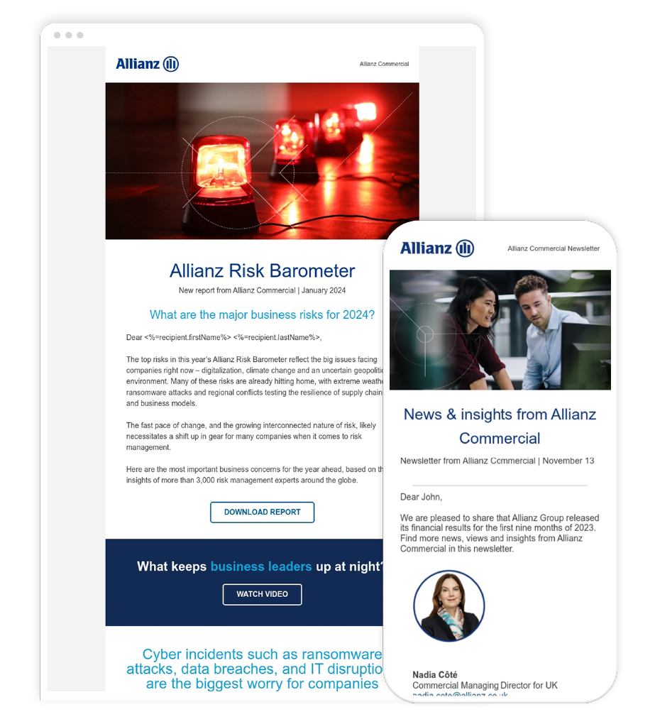 Visual example of a client email campaign in responsive formats