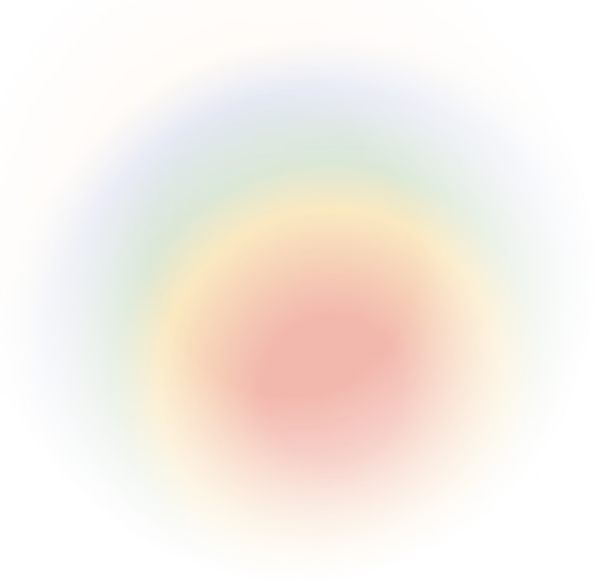 Blurred circular gradient with concentric rings of red, orange, yellow, green, blue, and purple hues blending softly.