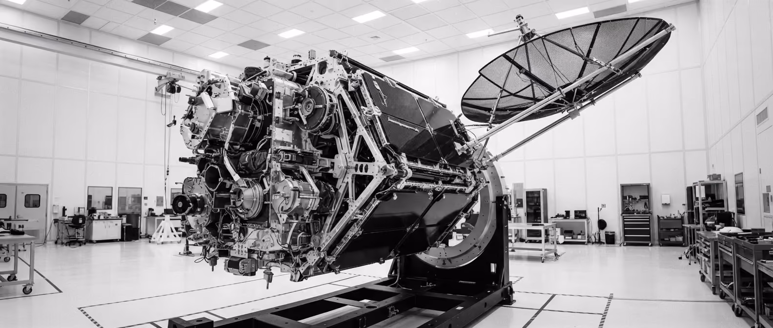 Satellite assembly in a clean room