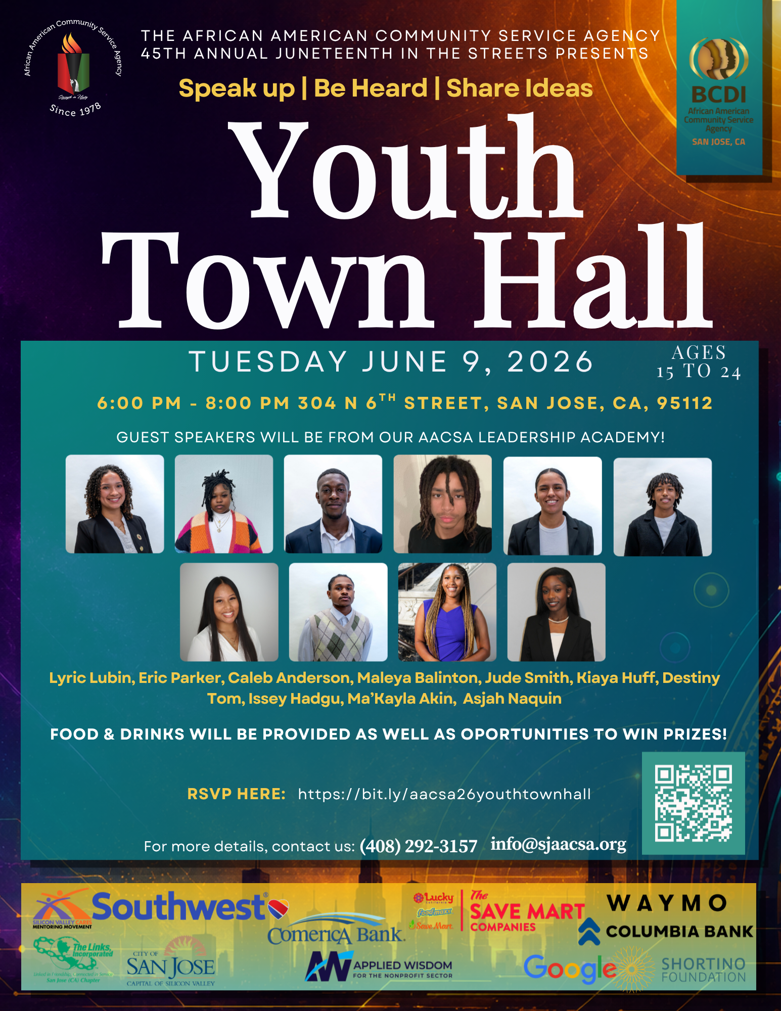 AACSA 45th Annual Juneteenth in the Streets Youth Town Hall flyer