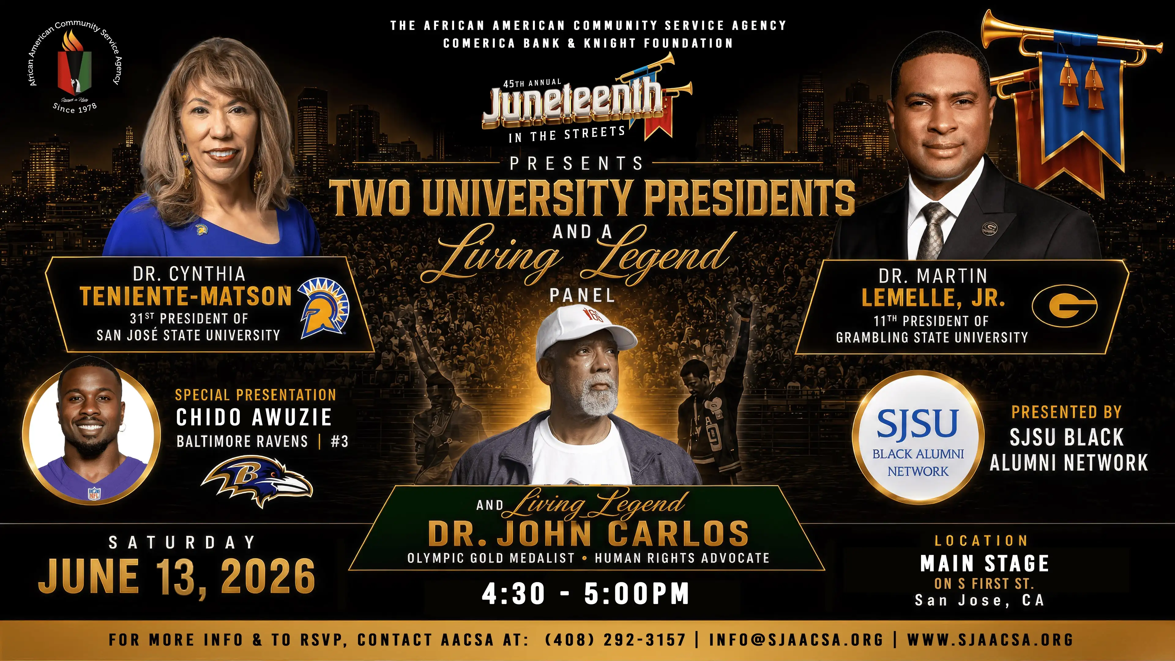 AACSA 2026 Juneteenth Two University Presidents and a Living Legend Panel banner